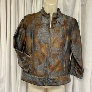 Ruby Rd. Metallic cropped front zip jacket. Size 6. Perfect condition